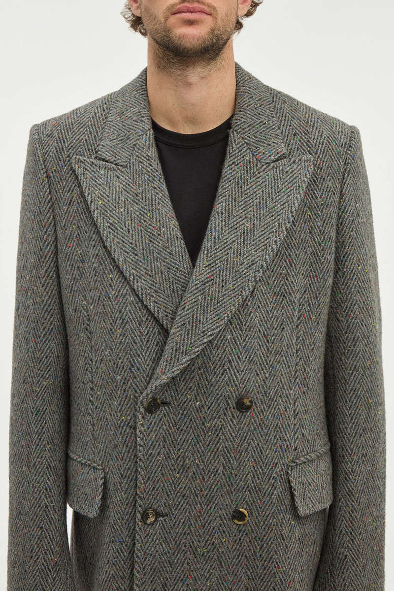 Mcaffrey Coat in Charcoal Multi Cashmere Wool Herringbone 7