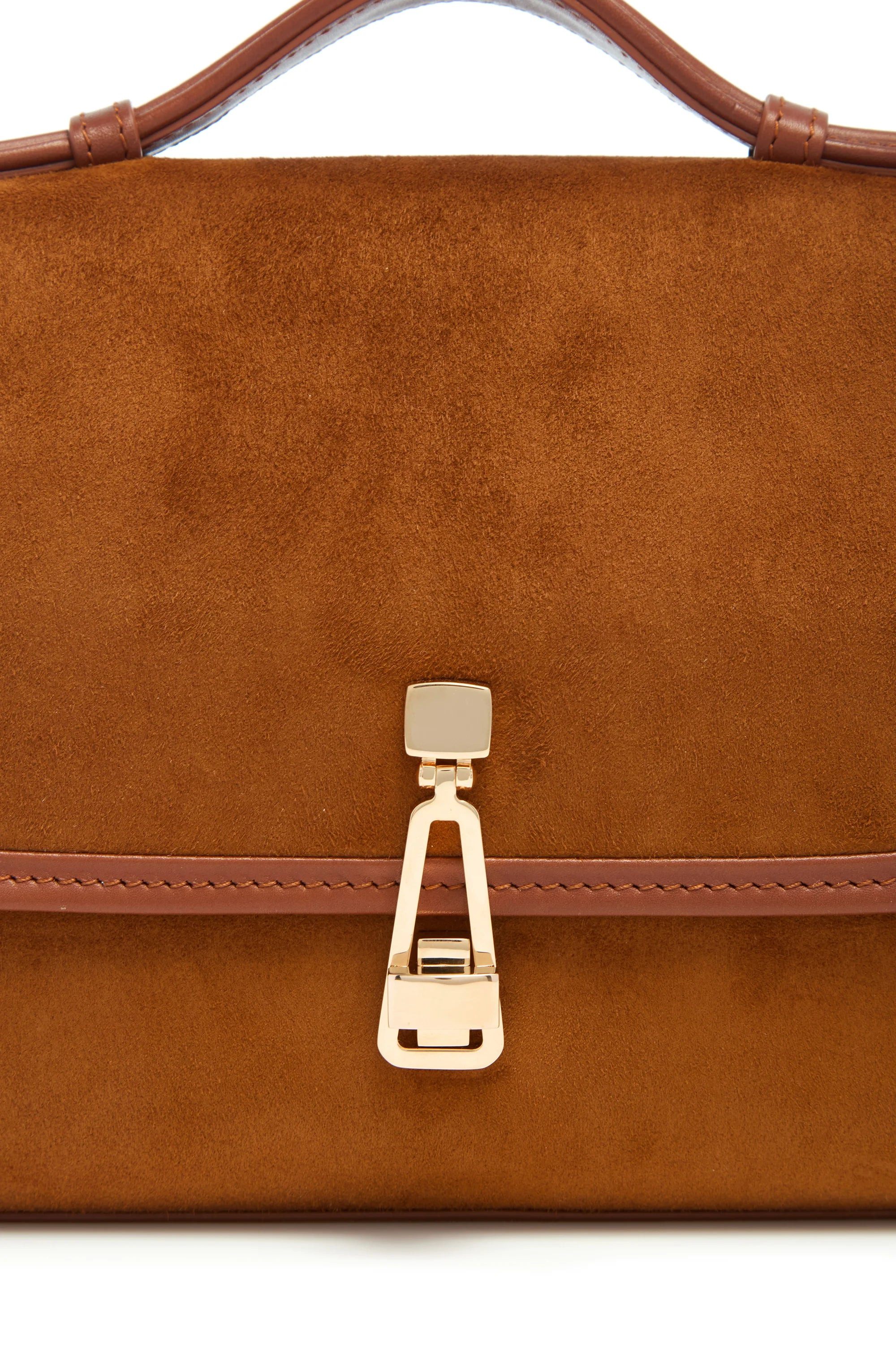 Small Leonora Flap Bag in Cognac Suede - 6