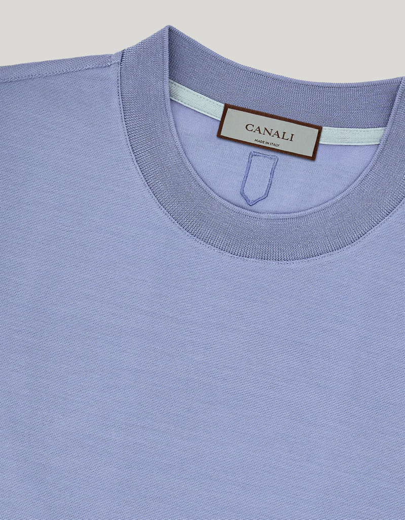 AIR FORCE BLUE COTTON SHORT-SLEEVED T-SHIRT WITH CONTRASTING DETAIL 4