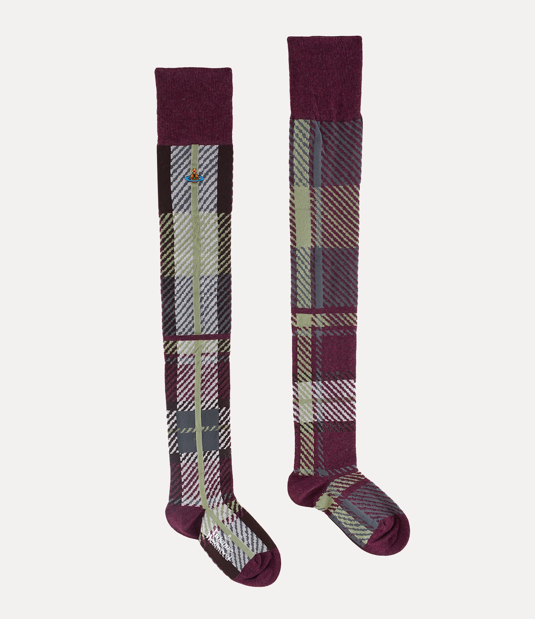 MULTI TARTAN OVER THE KNEE SOCK - 2