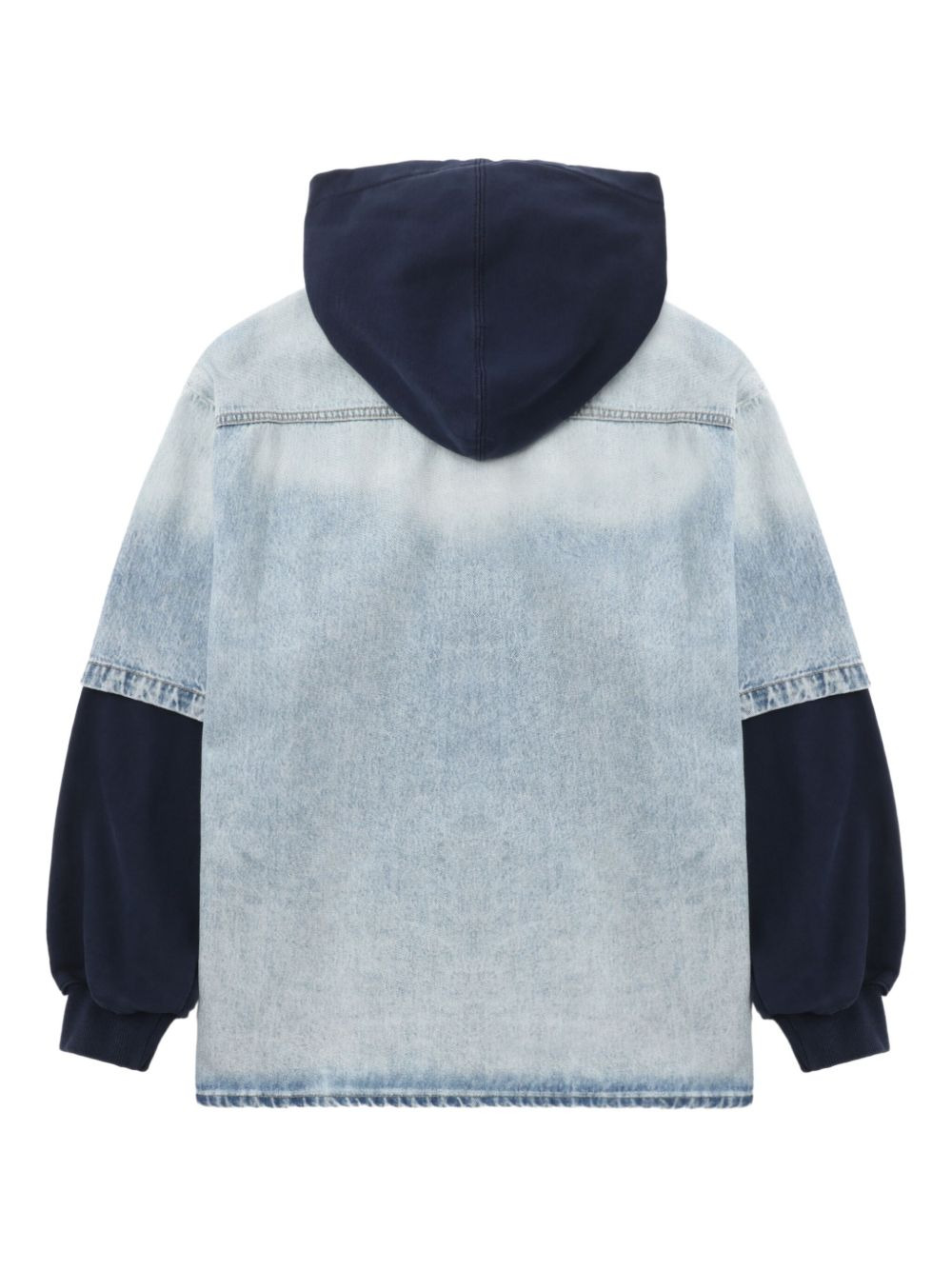zip-up hooded denim jacket - 5