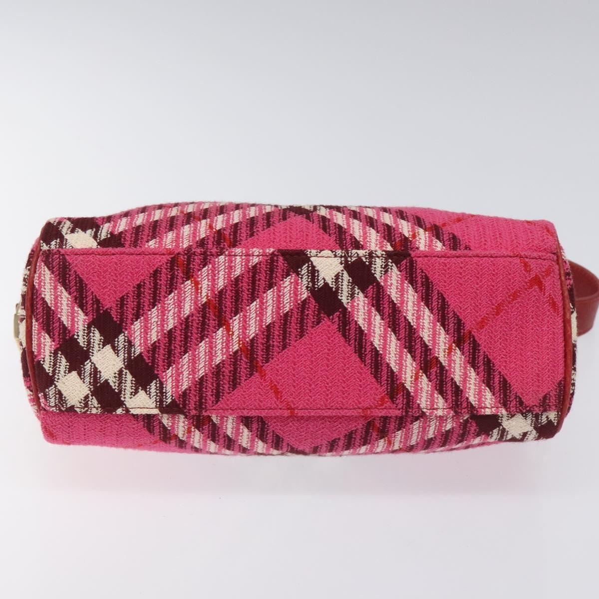 Burberry Nova Check Blue Label Hand Bag Canvas Pink Gold - 5