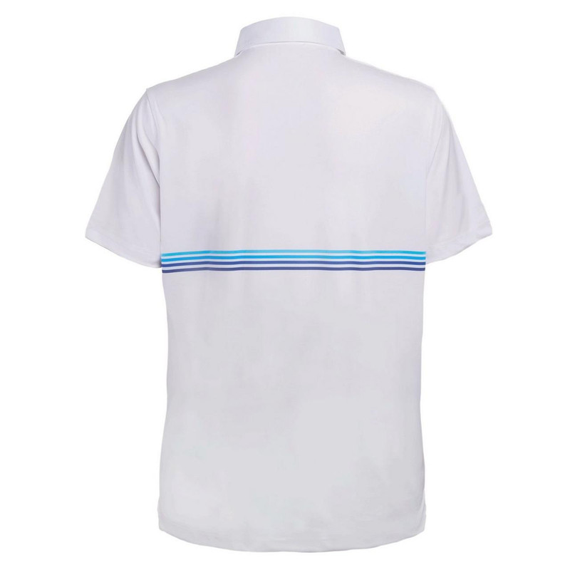 Mizuno Men's Pro Polo, White/Tidal Stripe outlook
