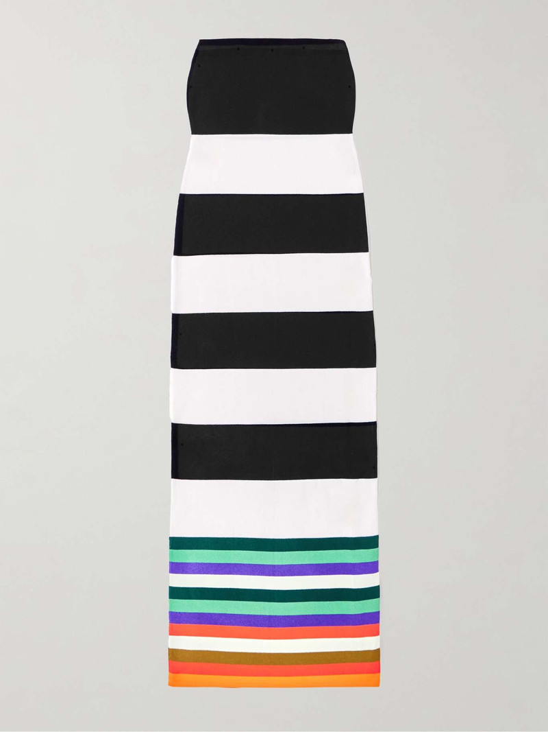 Strapless striped stretch-knit maxi dress Multi - 1