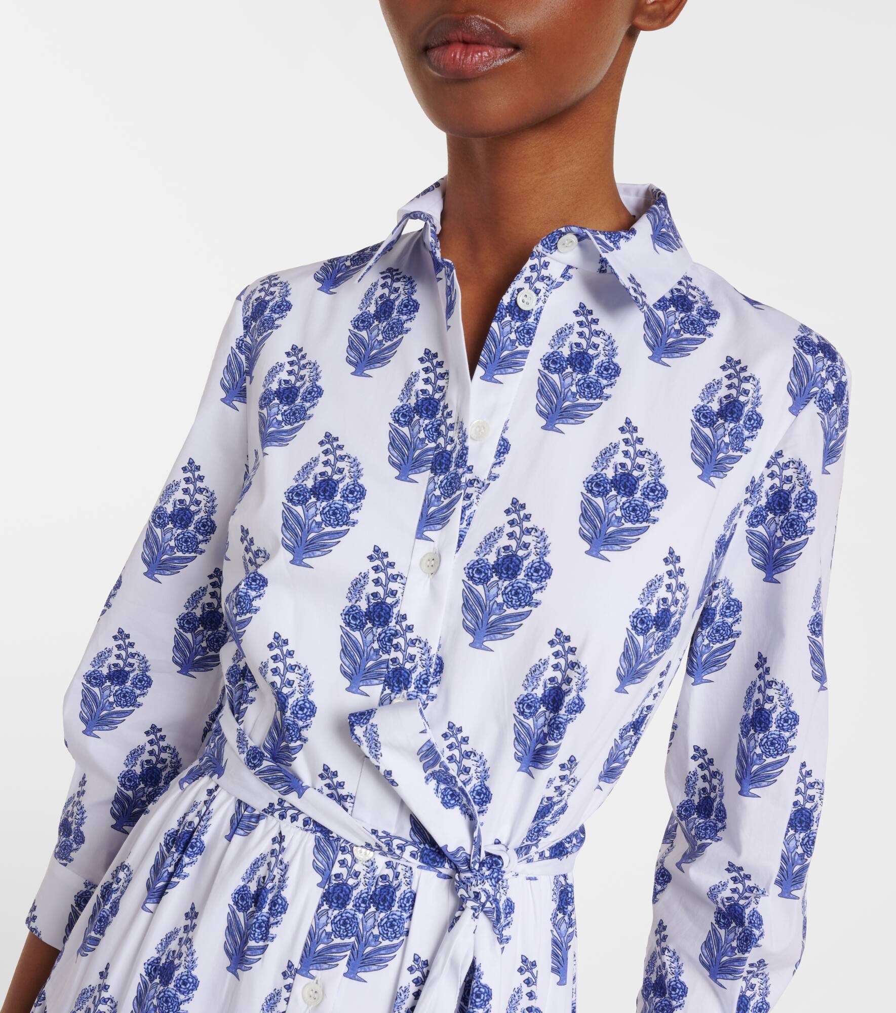 Floral cotton-blend shirt dress - 4