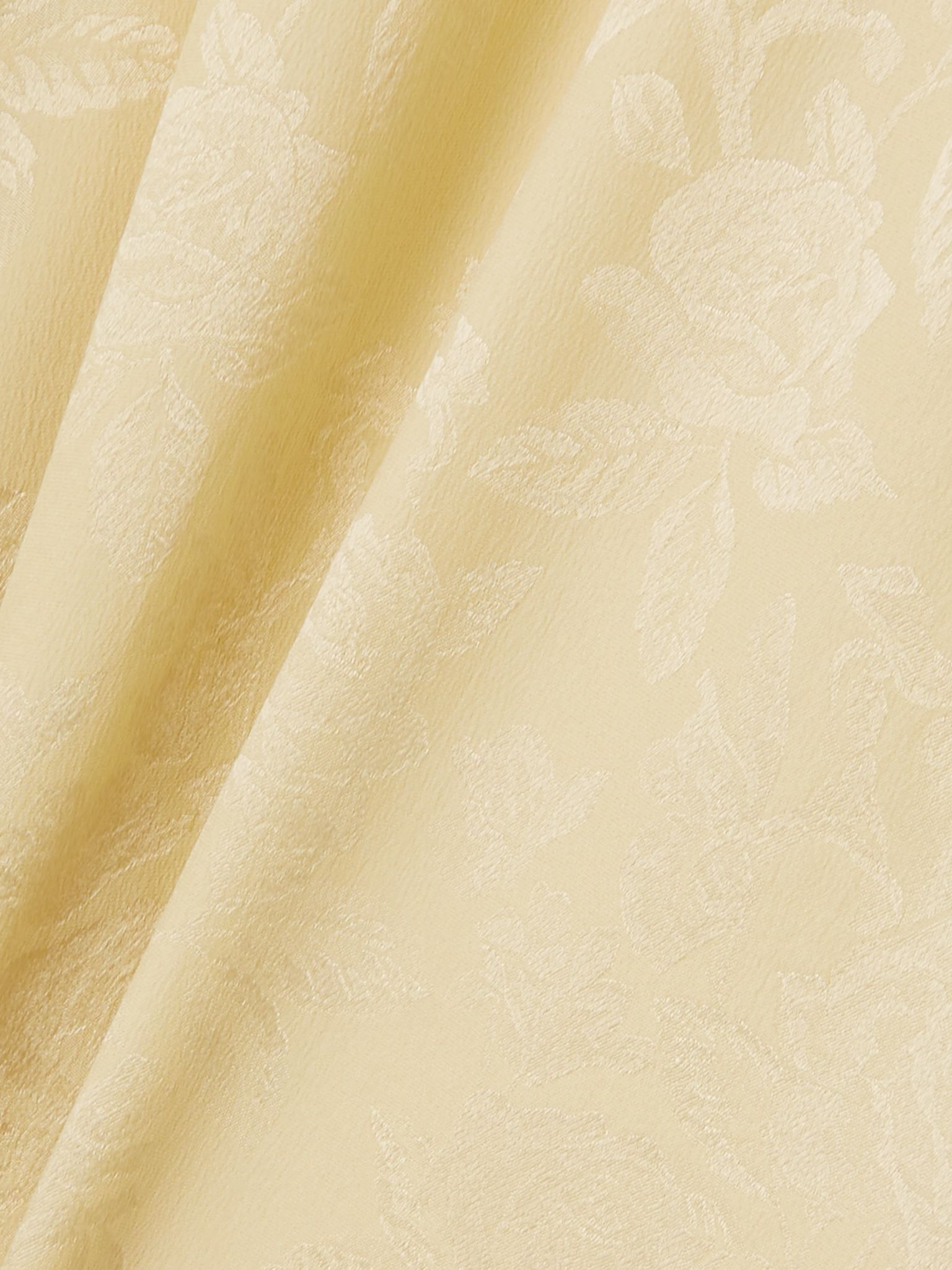 Floral-jacquard silk-satin midi dress Pastel yellow - 4