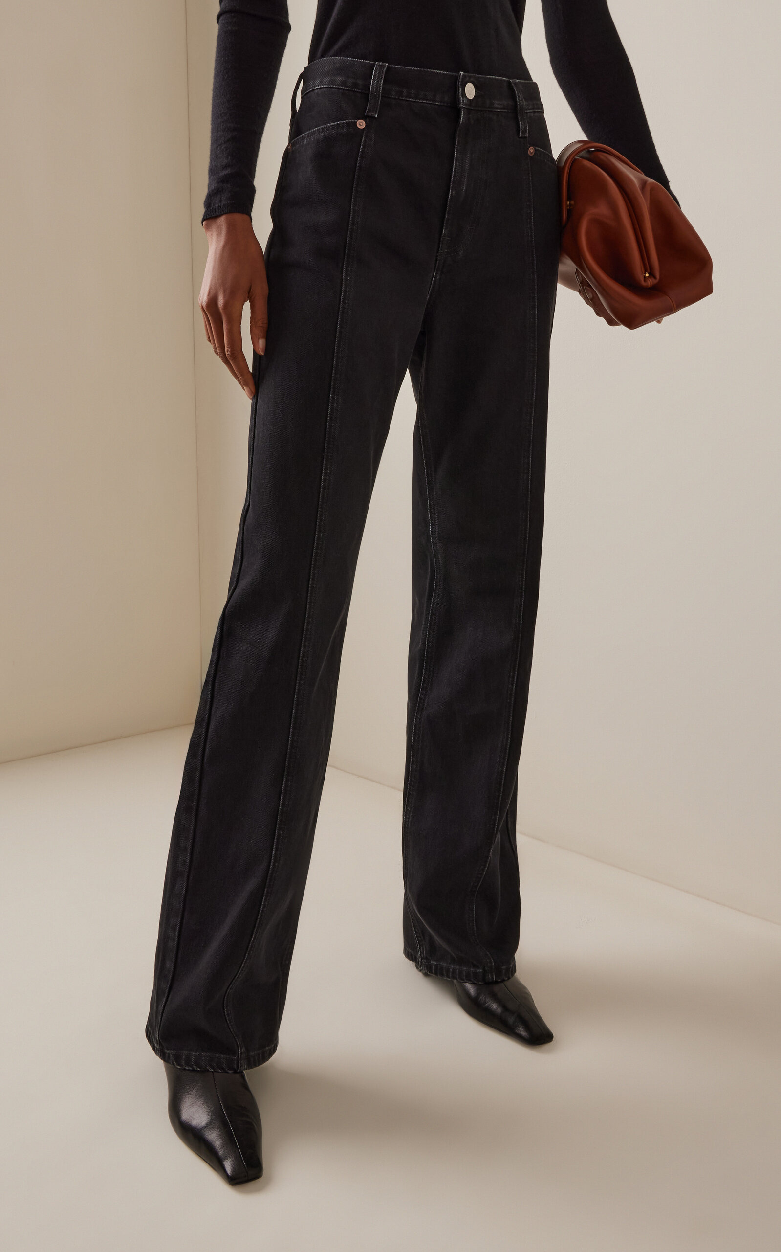 Rigid Mid-Rise Loose-Fit Jeans black - 3