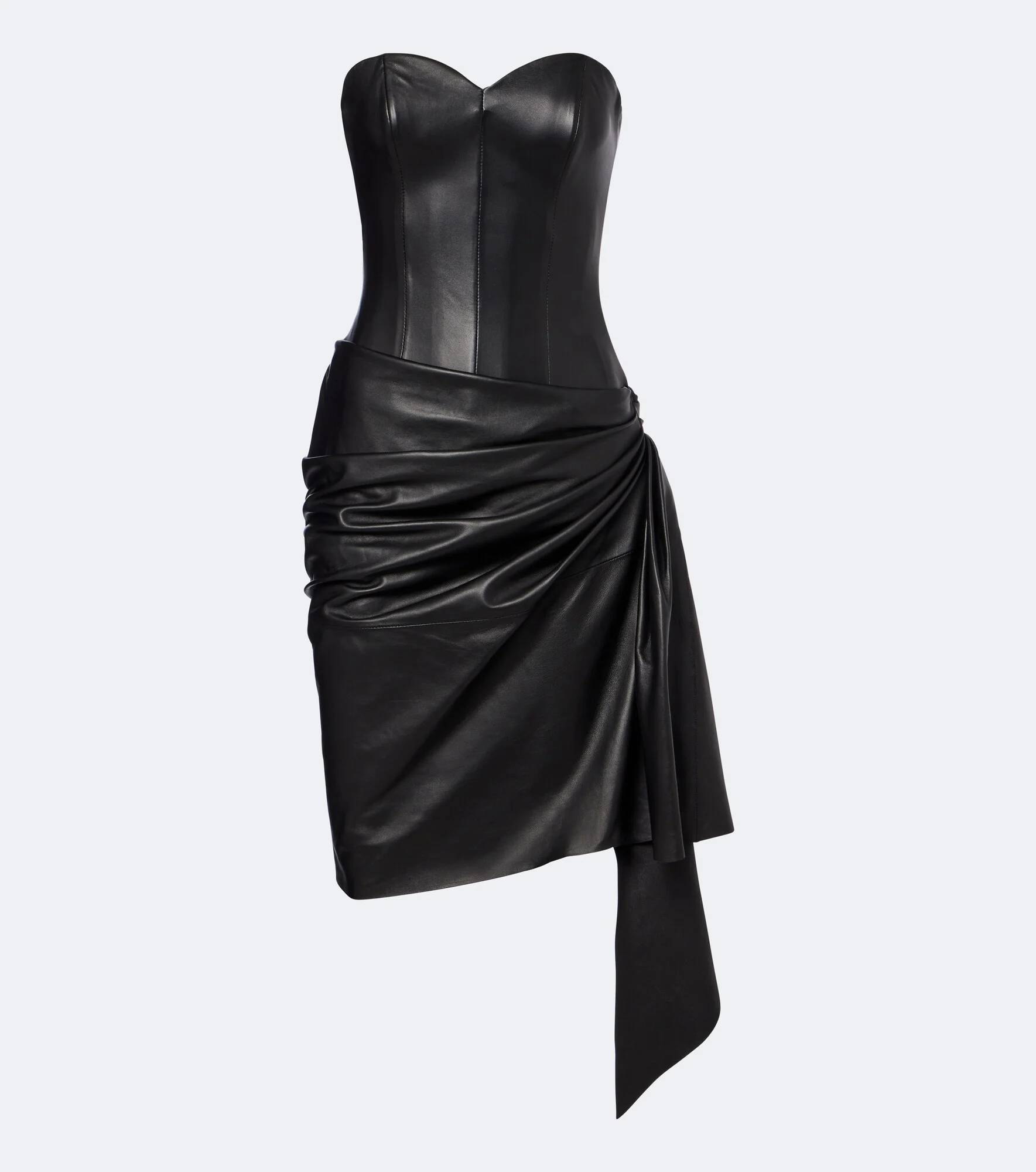 Draped leather corset dress - 1