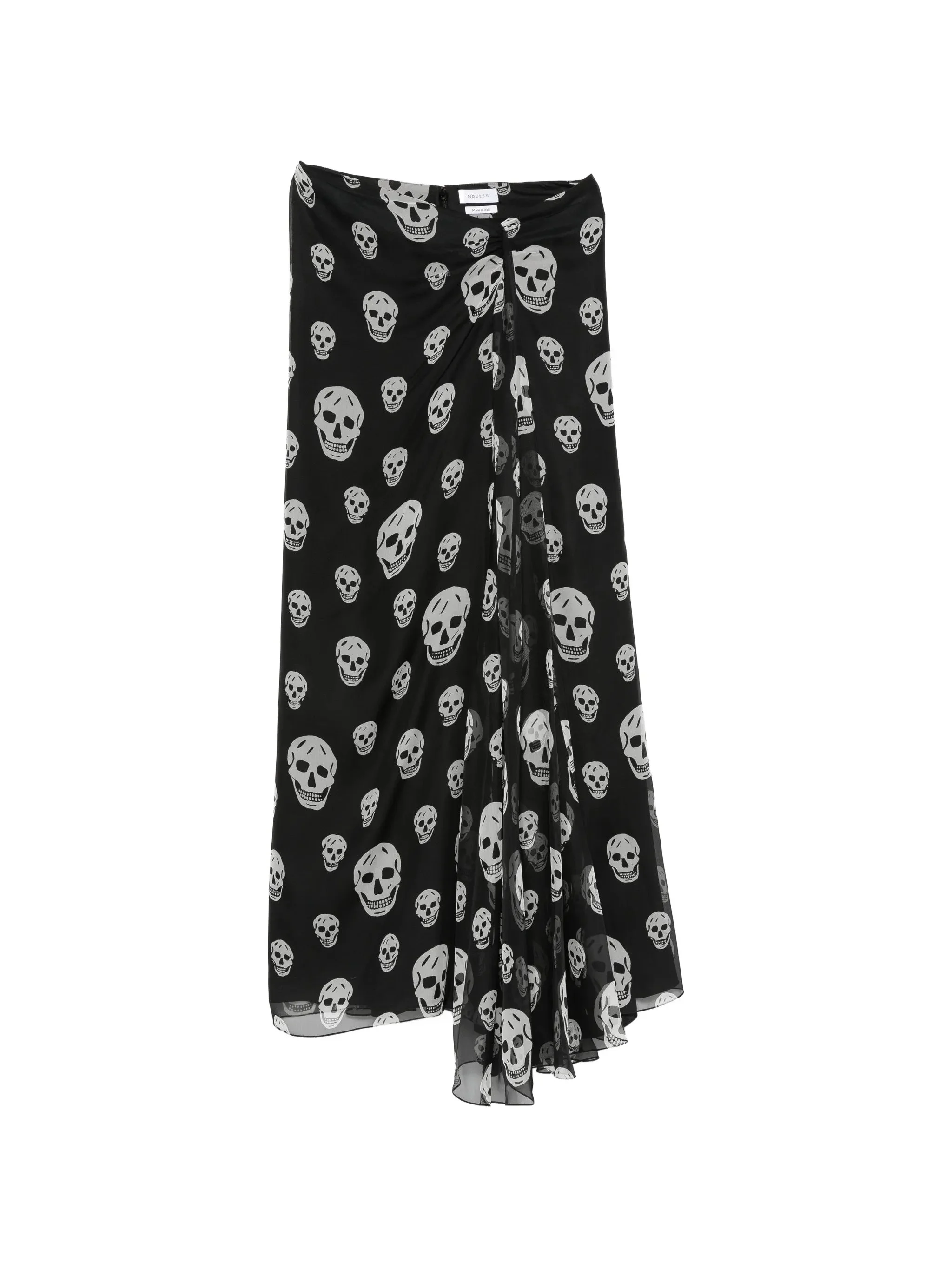 Alexander Mcqueen Skull-print Draped Maxi Skirt - 1