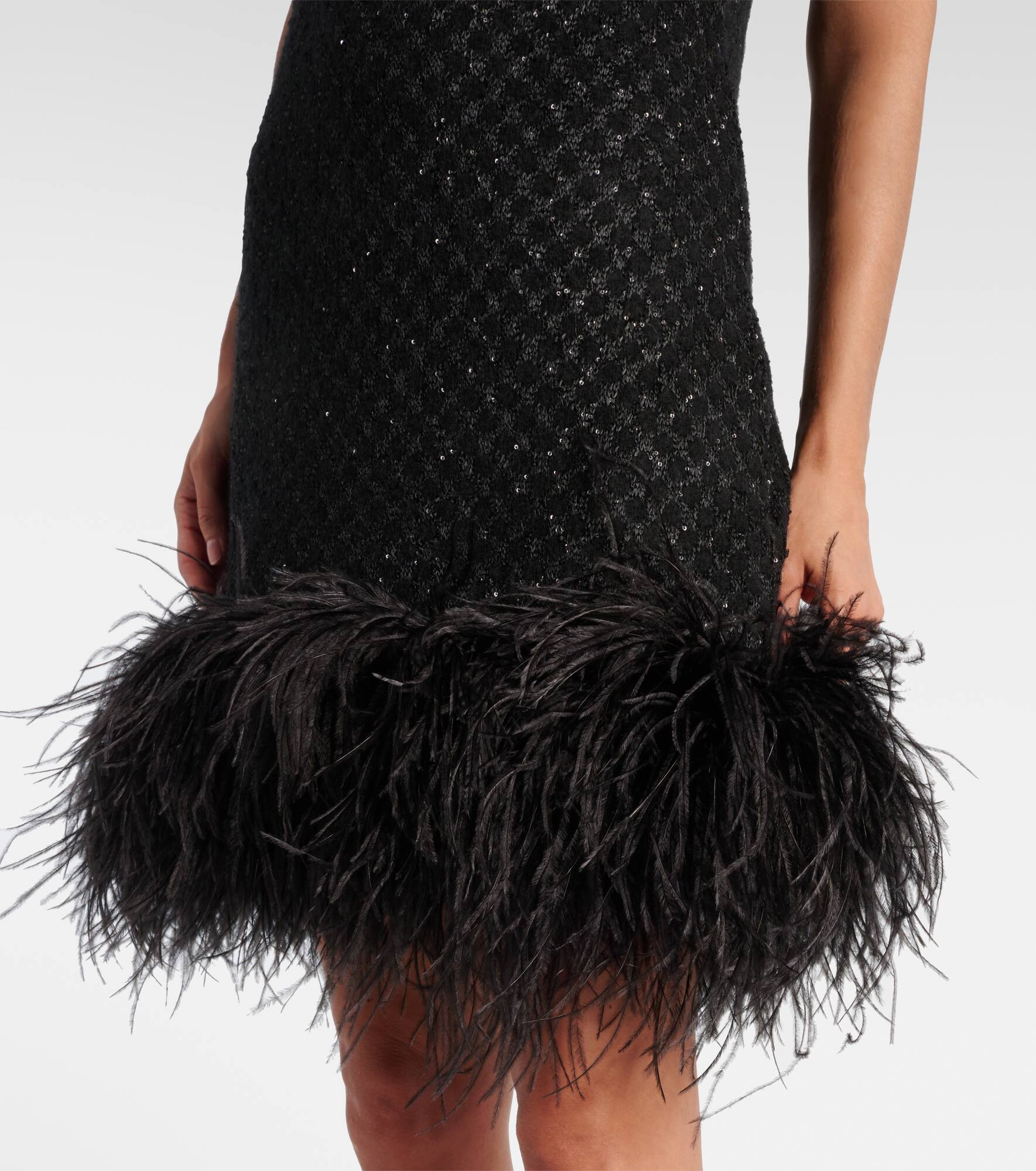Novara feather-trimmed minidress - 5