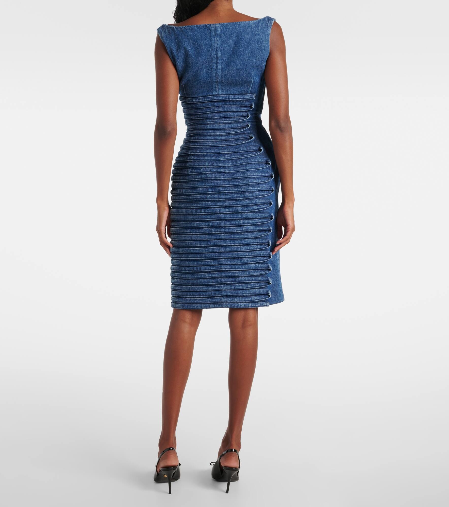 Appliqué denim midi dress - 3