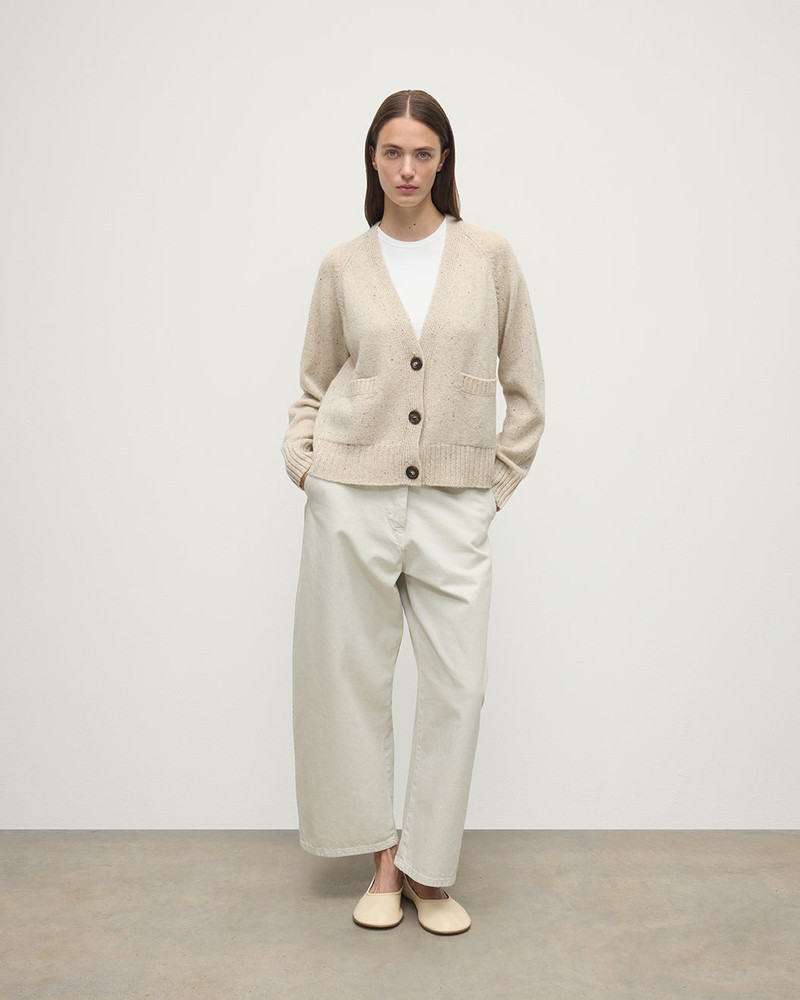 Johnstons of Elgin Donegal Cashmere Cream V Neck Cardigan outlook