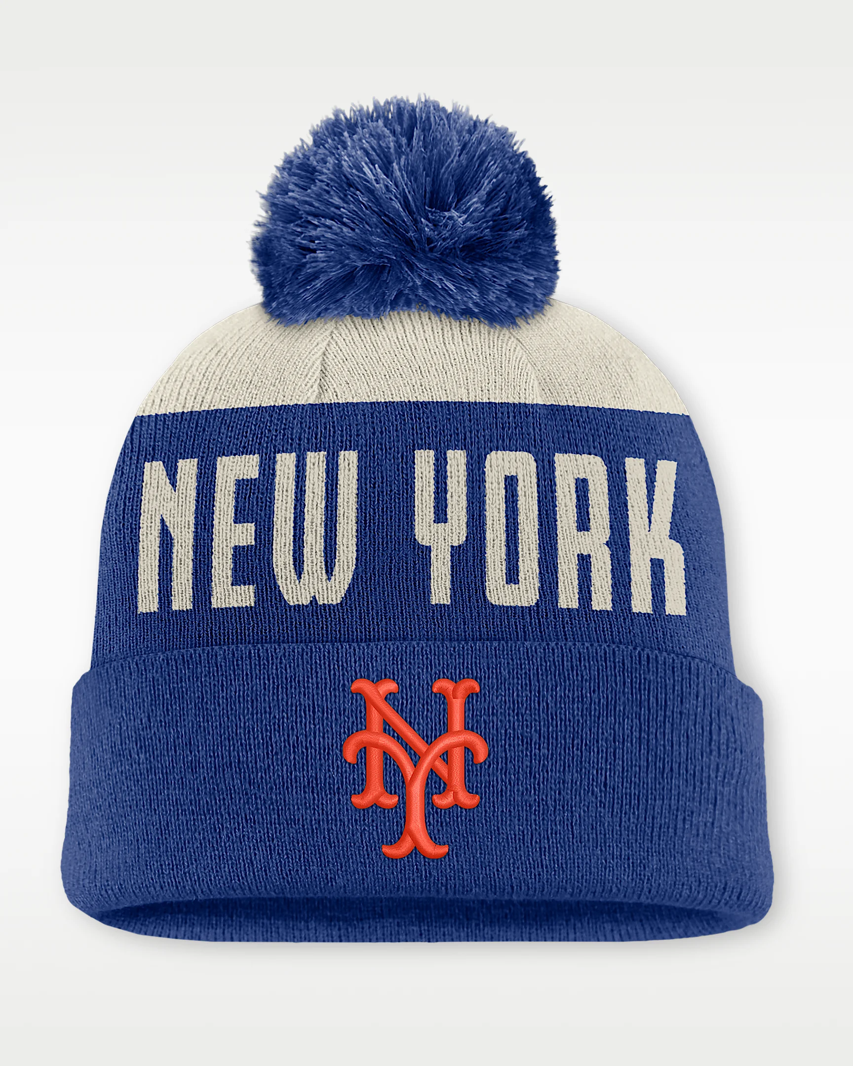 New York Mets Cooperstown Peak Men's Nike MLB Cuffed Pom Beanie - 1
