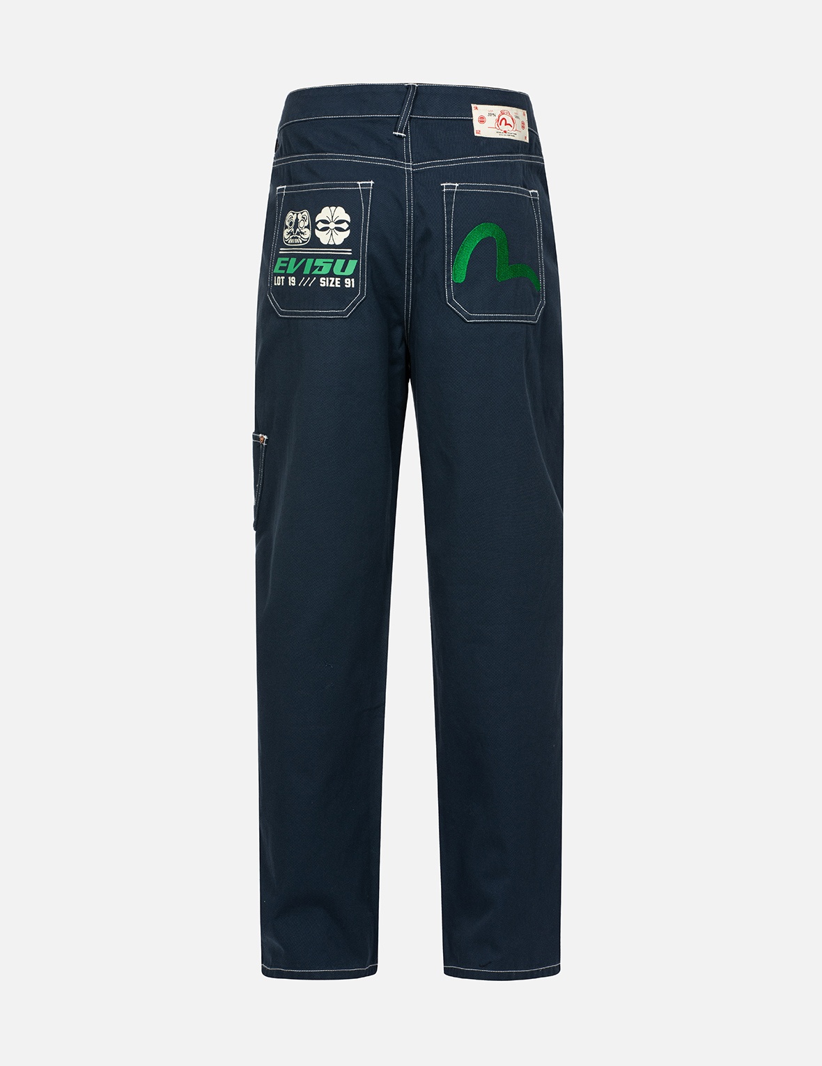 SEAGULL EMBROIDERY WITH CONTRASTING STITCH STRAIGHT FIT CARGO PANTS - 2