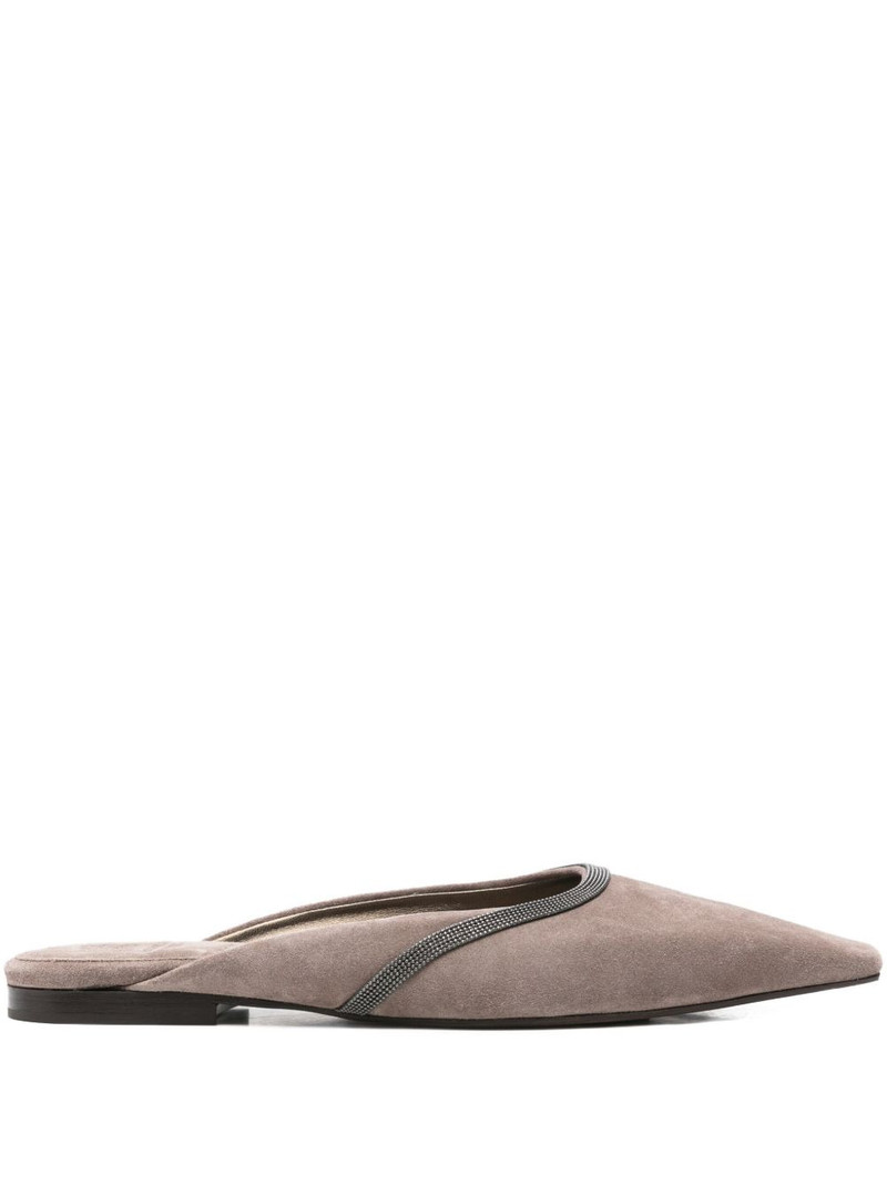 Monili-chain suede mules 1
