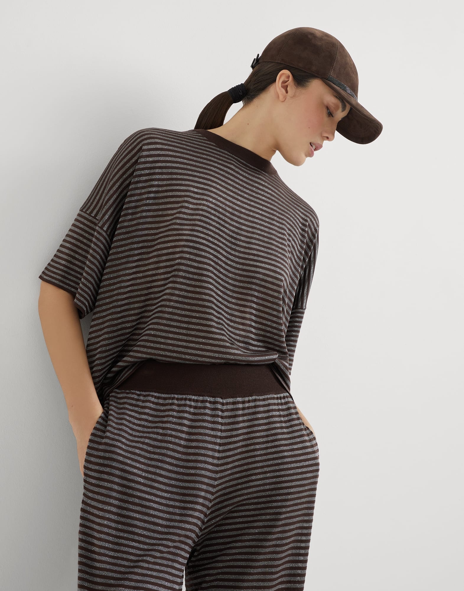 Sparkling stripes lightweight knit T-shirt in virgin wool and cashmere - 4