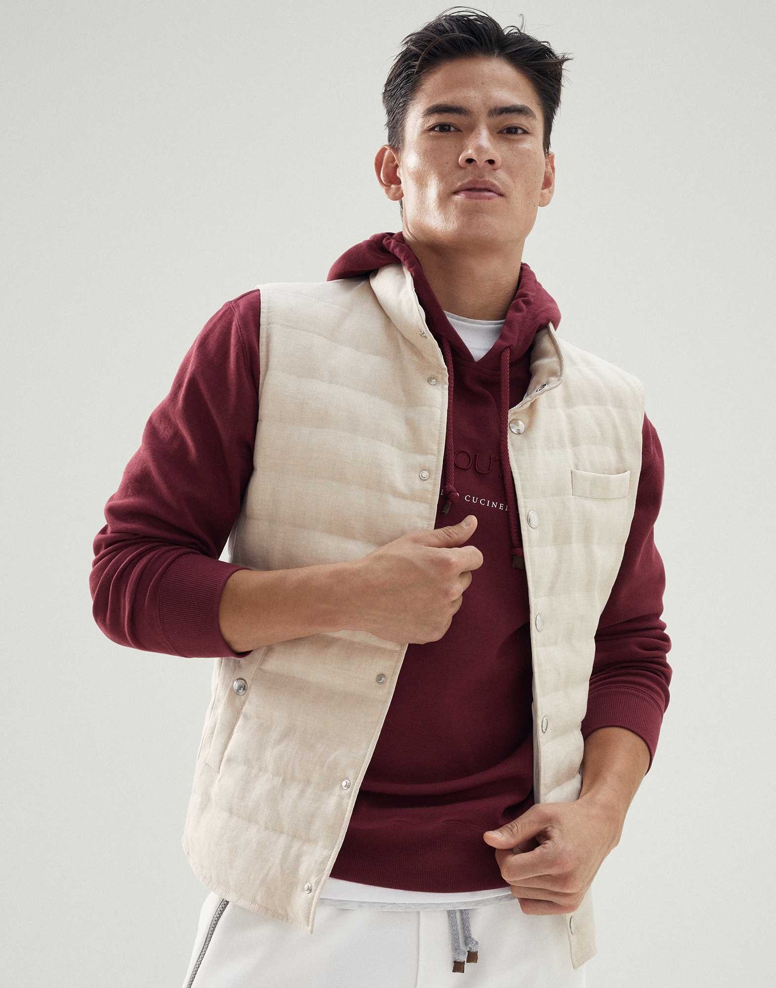 Linen and wool fresco lightweight down vest - 4