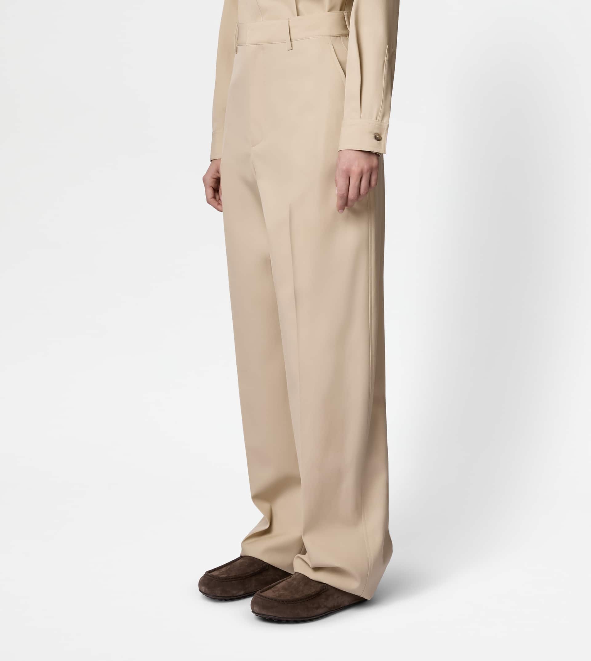PANTS IN COTTON BLEND WOOL - BROWN - 3