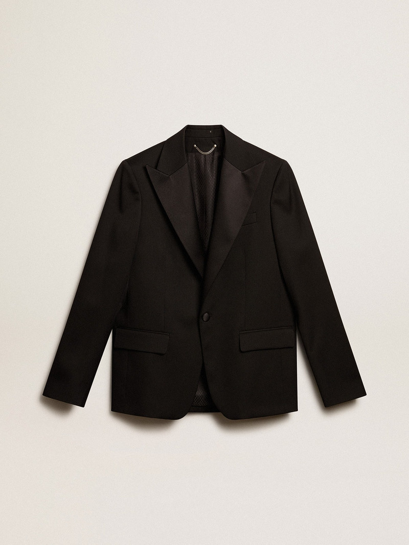 Men’s tuxedo jacket in black wool gabardine 1