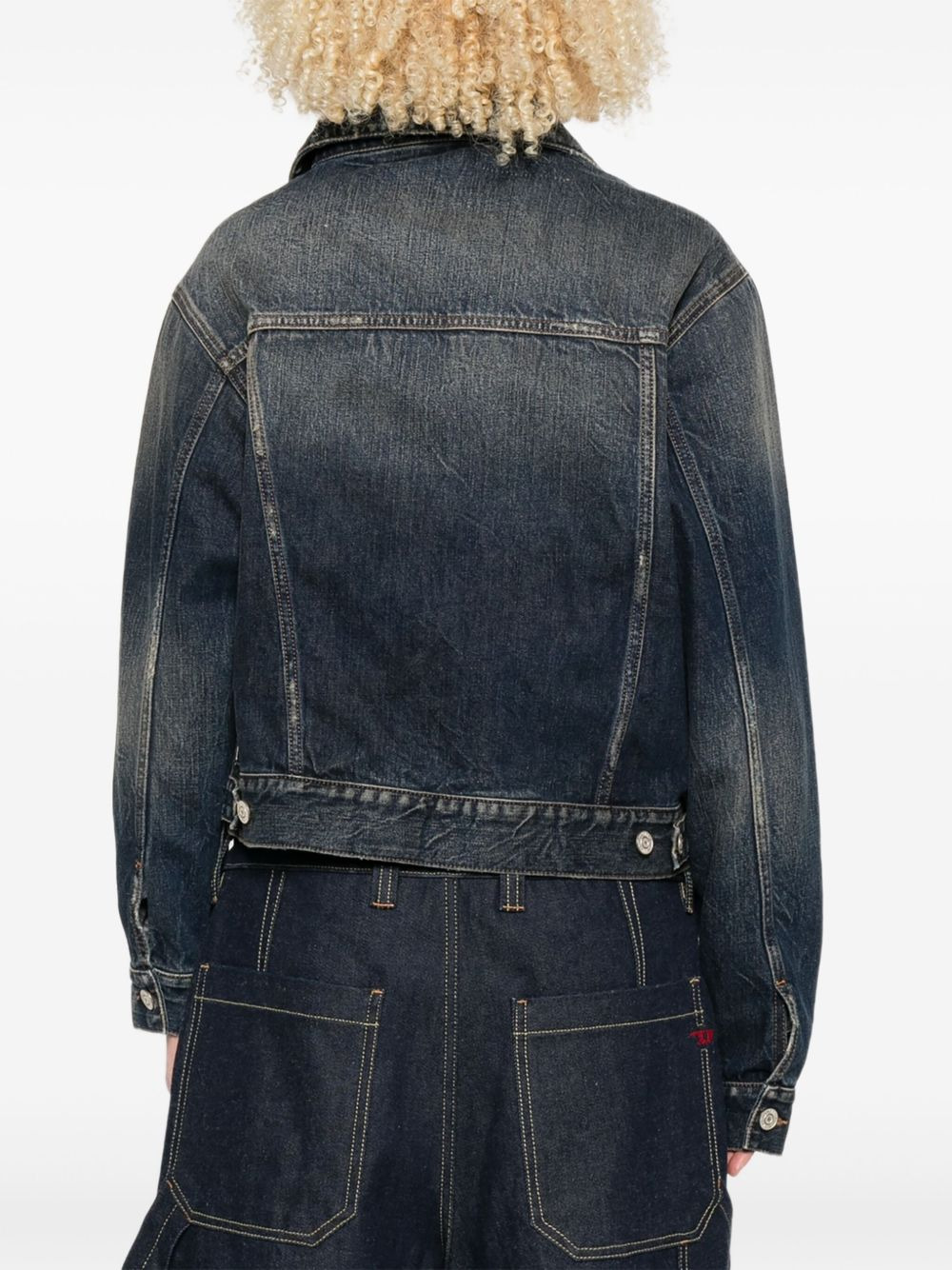 off-shoulder denim jacket - 4