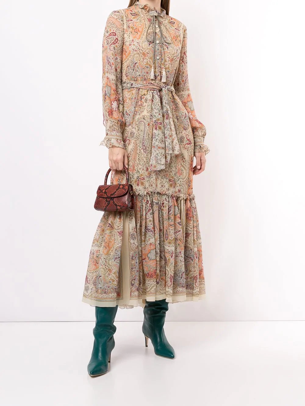 tasseled paisley midi dress - 2