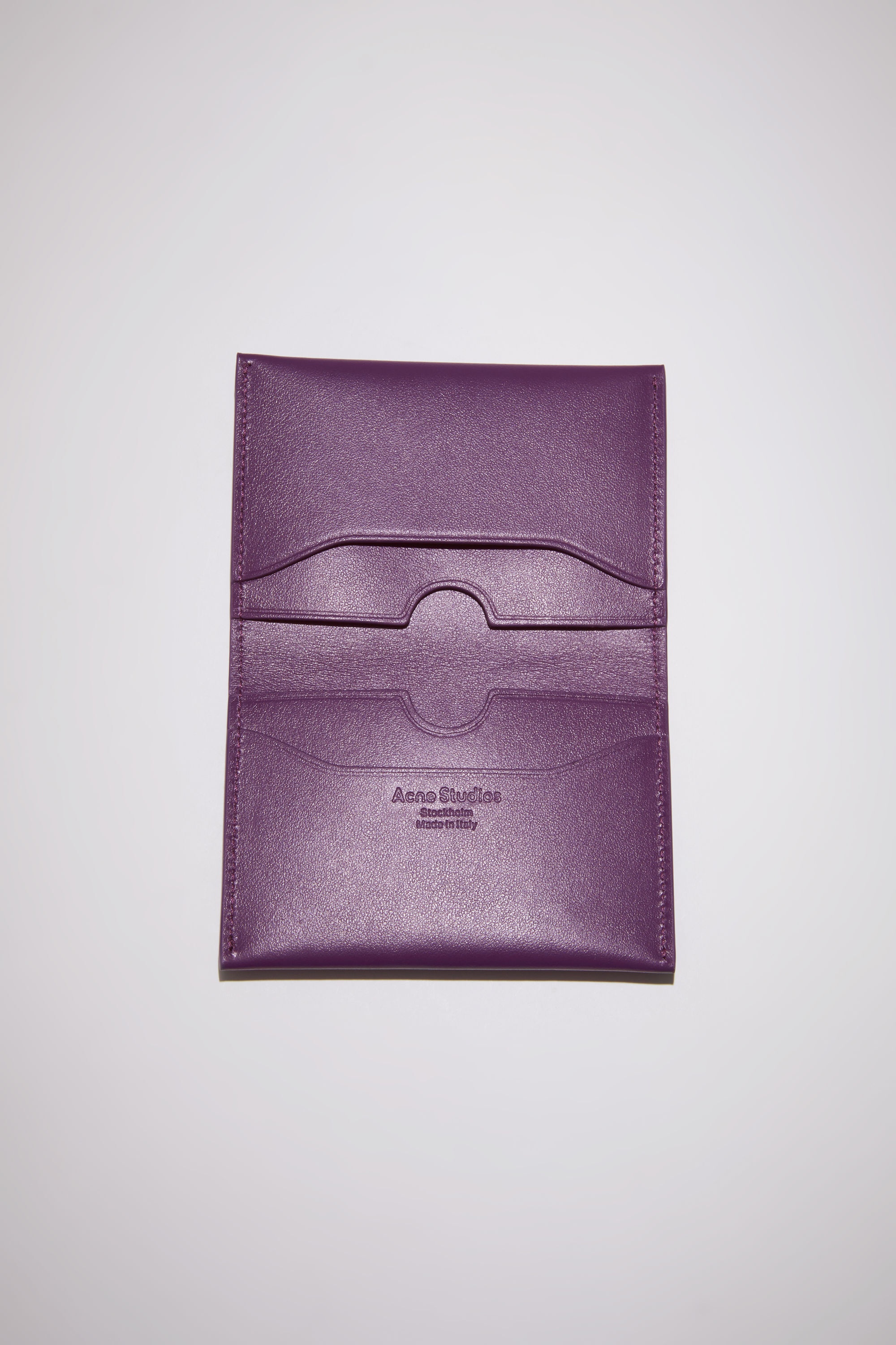 Folded leather card holder - Violet purple - 3