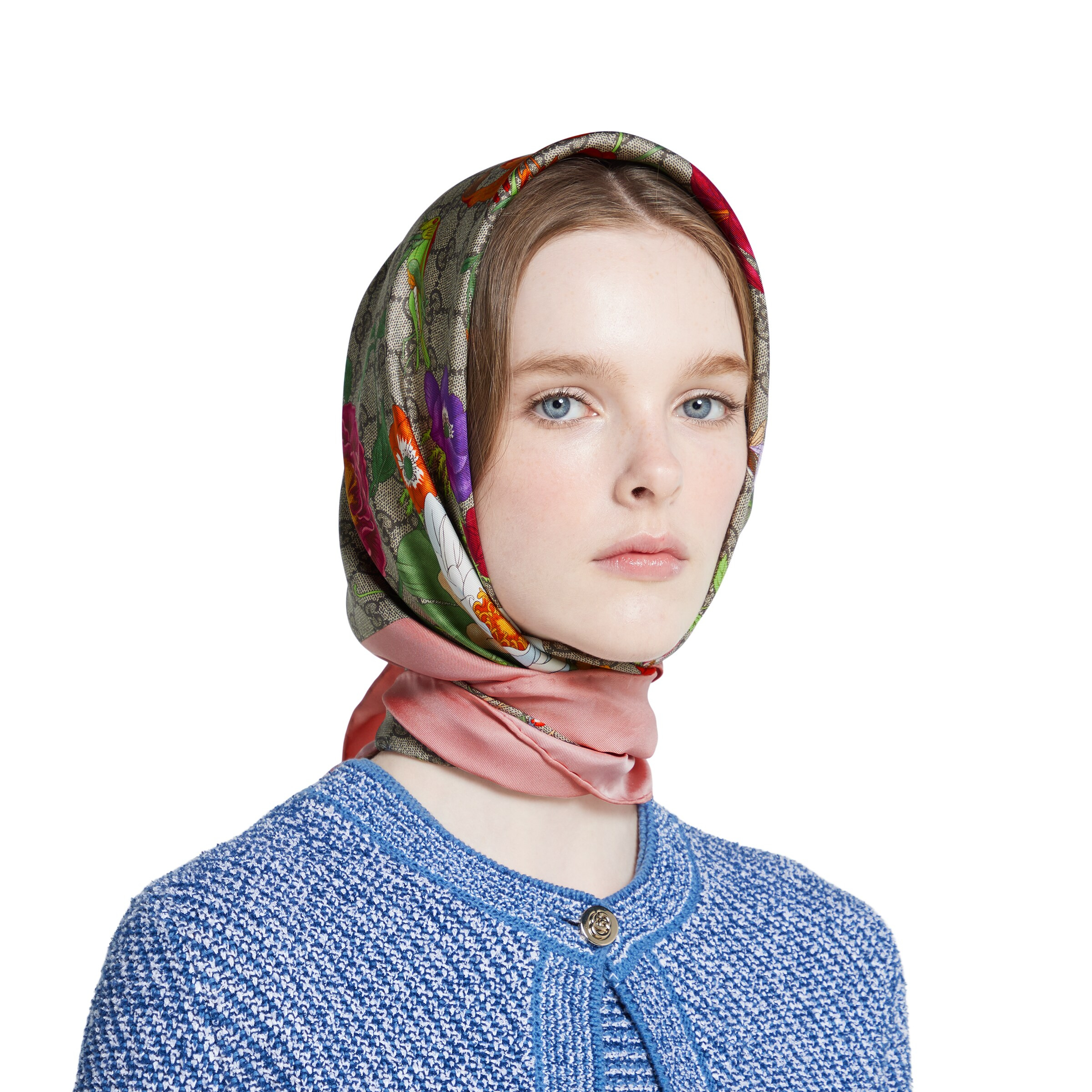 GG Flora print silk scarf - 4