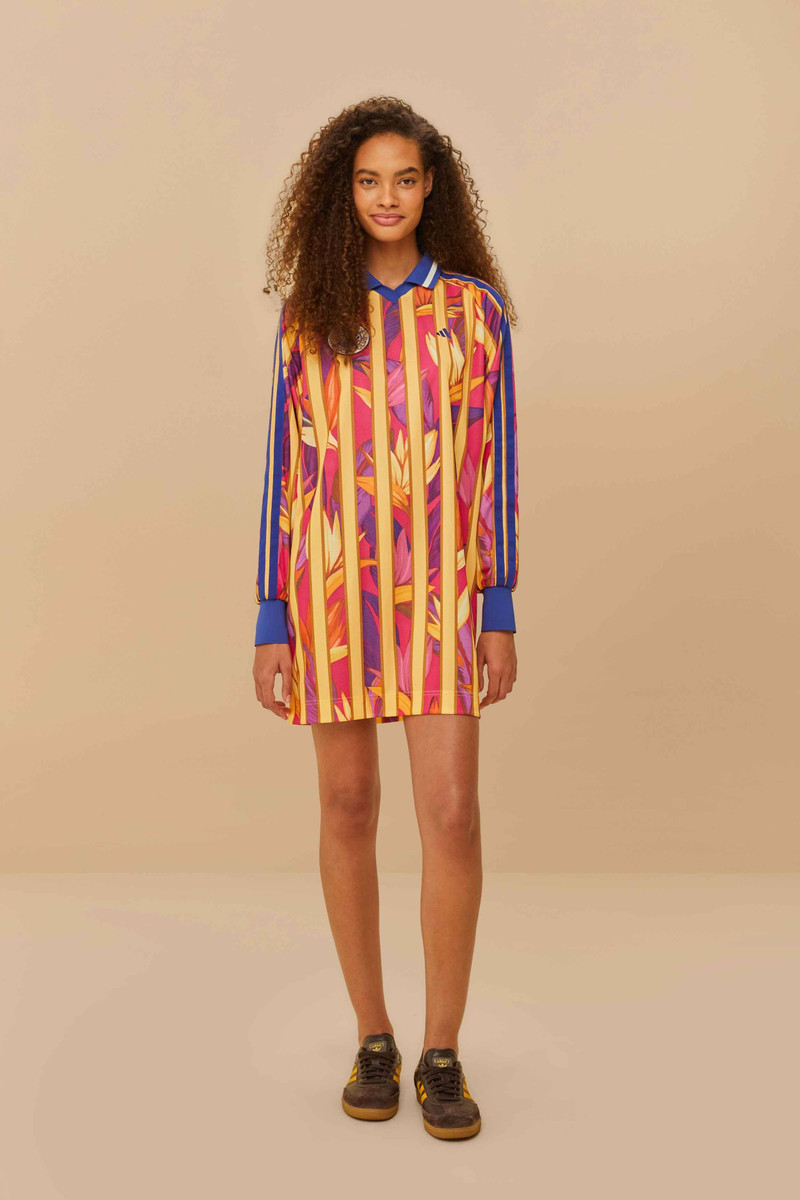 FARM RIO Adidas Stripes Of Paradise Bold Pink Dress outlook