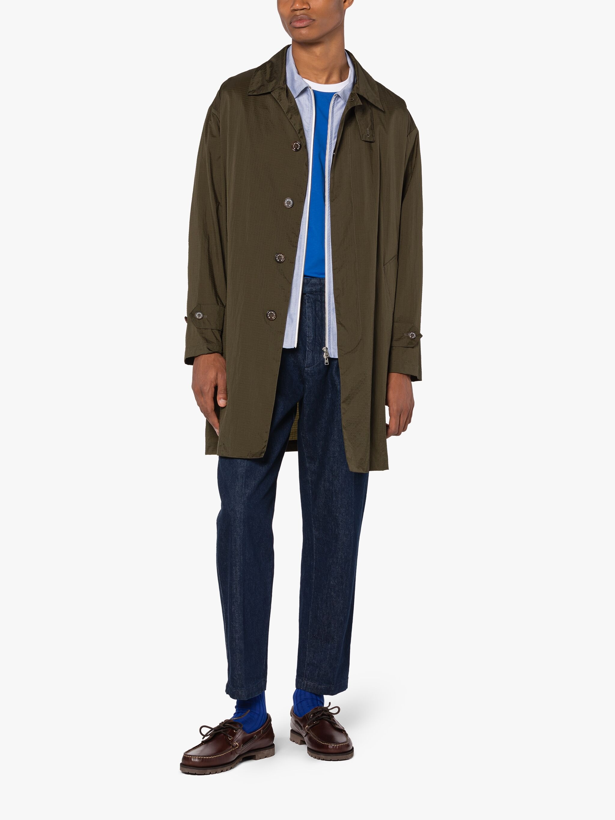 SOHO KHAKI NYLON PACKABLE RAINCOAT - 1