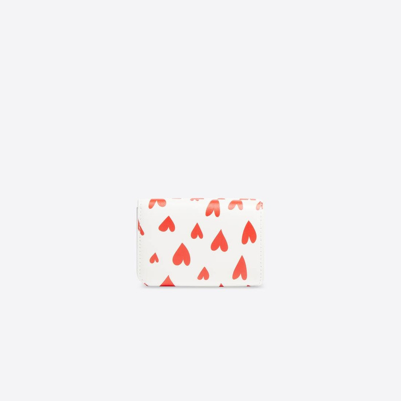 BALENCIAGA Women's Valentine's Day 22 Cash Mini Wallet Heart Printed in White outlook