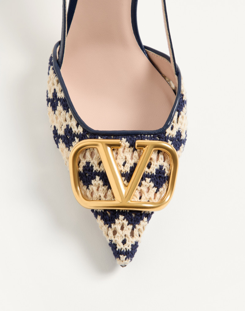 Valentino VLOGO SIGNATURE SLINGBACK PUMPS IN CROCHET FABRIC 80MM outlook