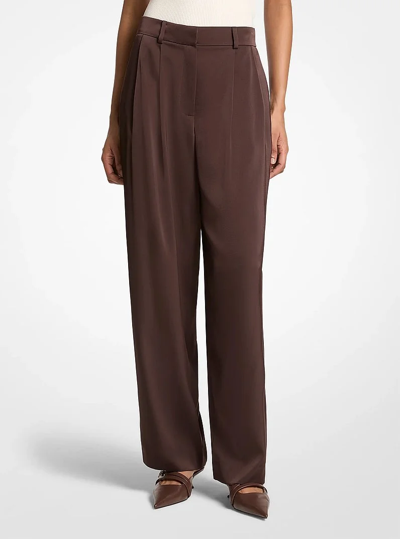 Pleated Satin Pants - 1