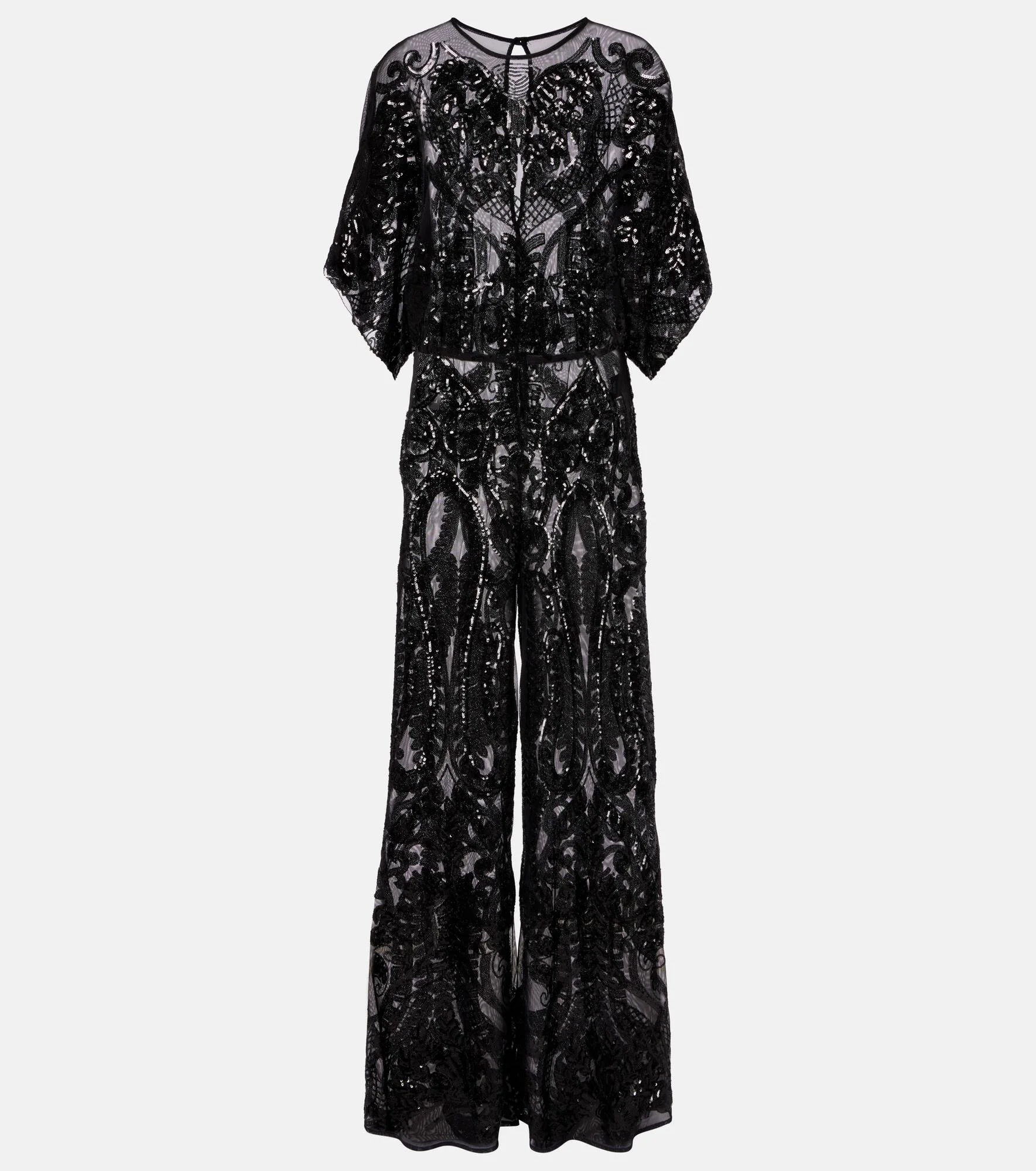 Obie sequined semi-sheer mesh jumpsuit - 1