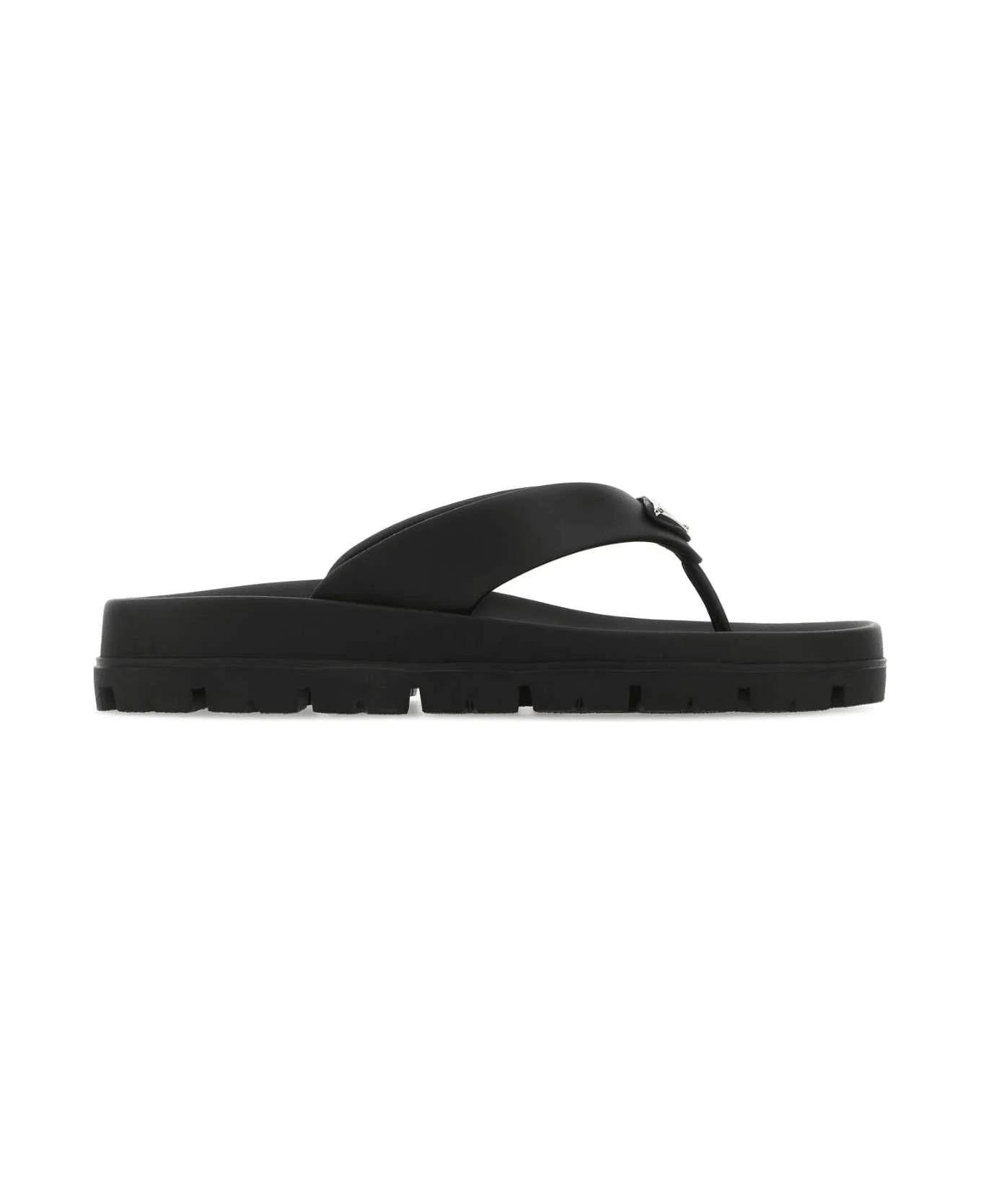 Black Rubber Thong Slippers - 1