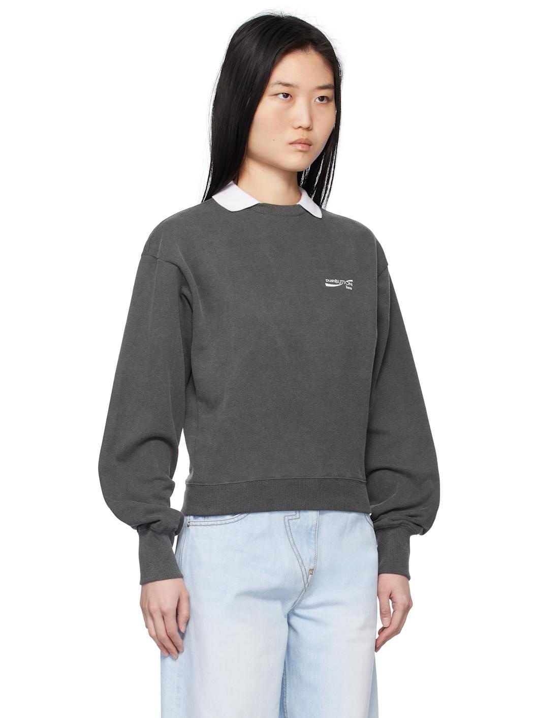 Gray Standard Collar Sweatshirt - 2