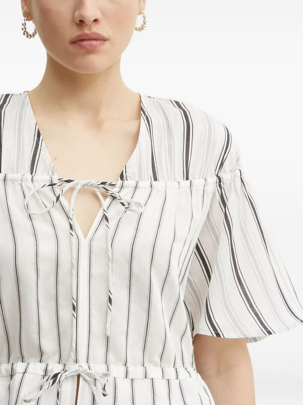 tie-neck striped top - 4