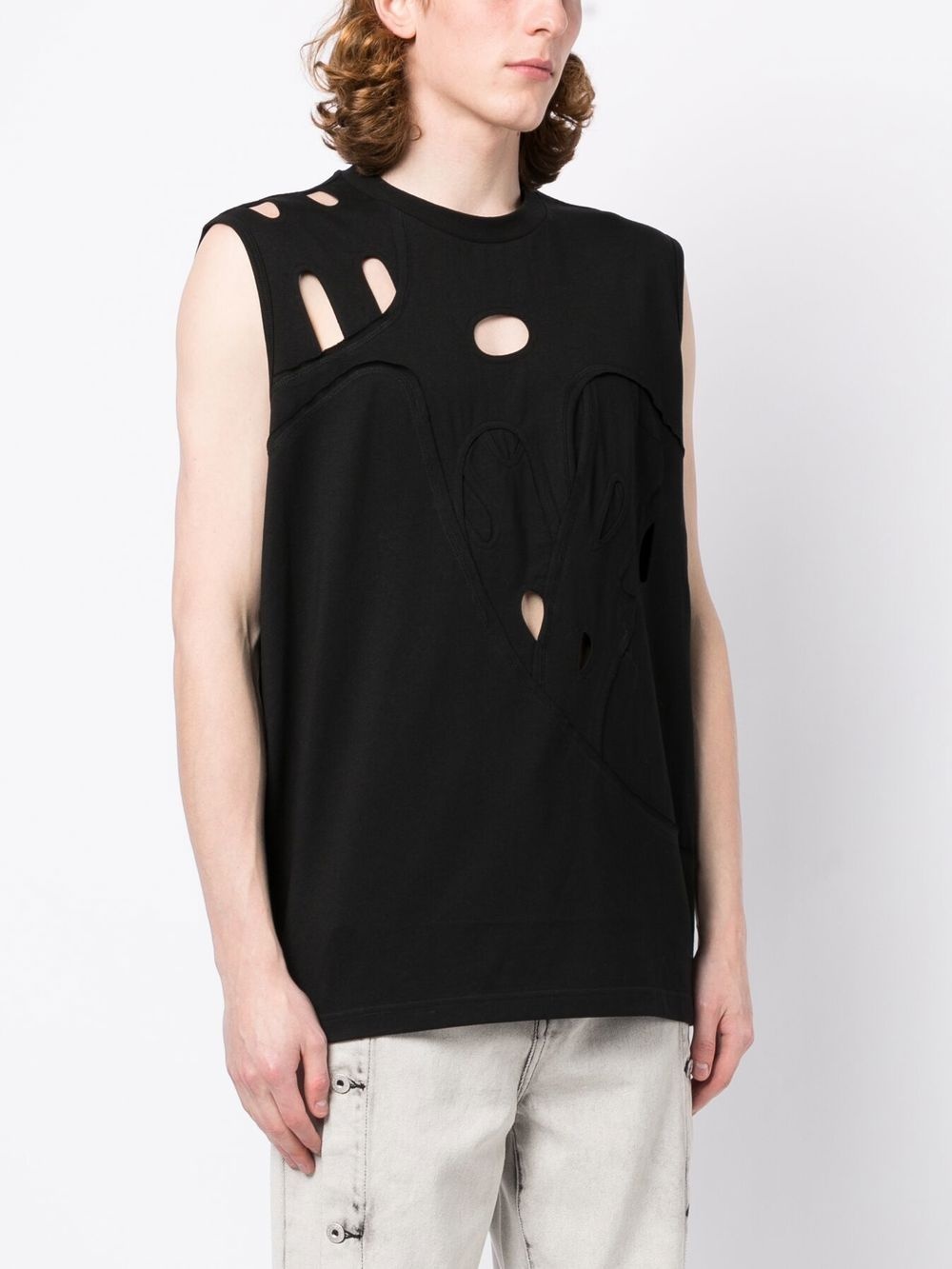 distressed-effect cotton vest - 3