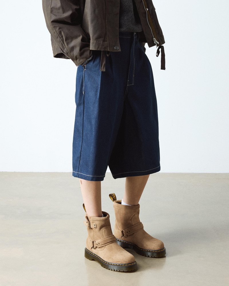 Dr. Martens Anistone Harness Suede Biker Boots outlook