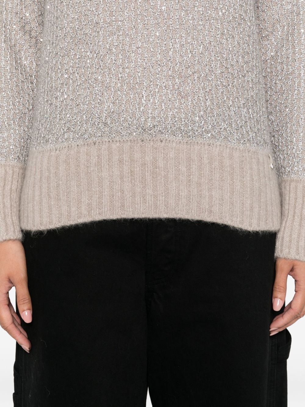metallic-knit sweater - 5