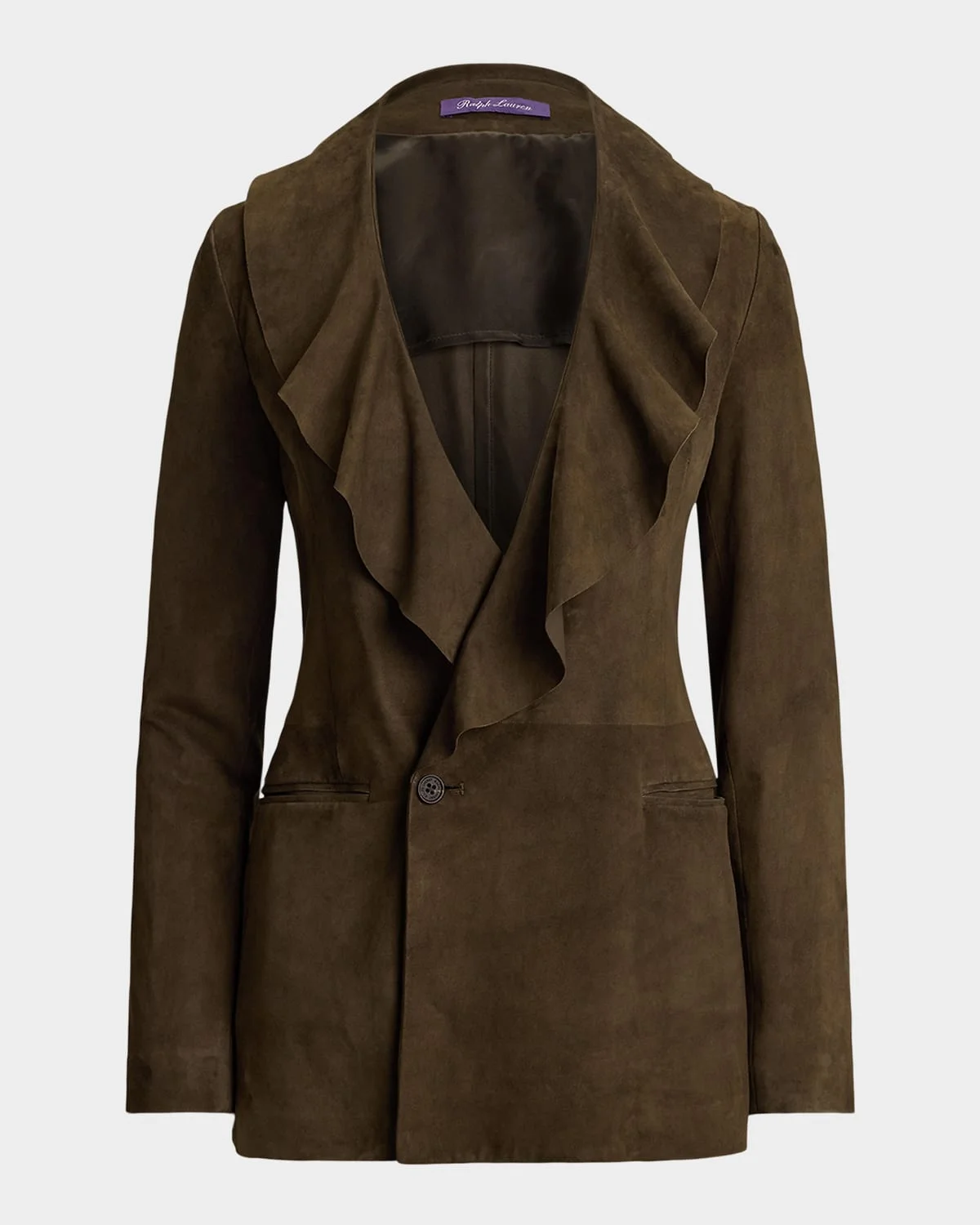Lightweight Suede Ruffle Blazer - 1