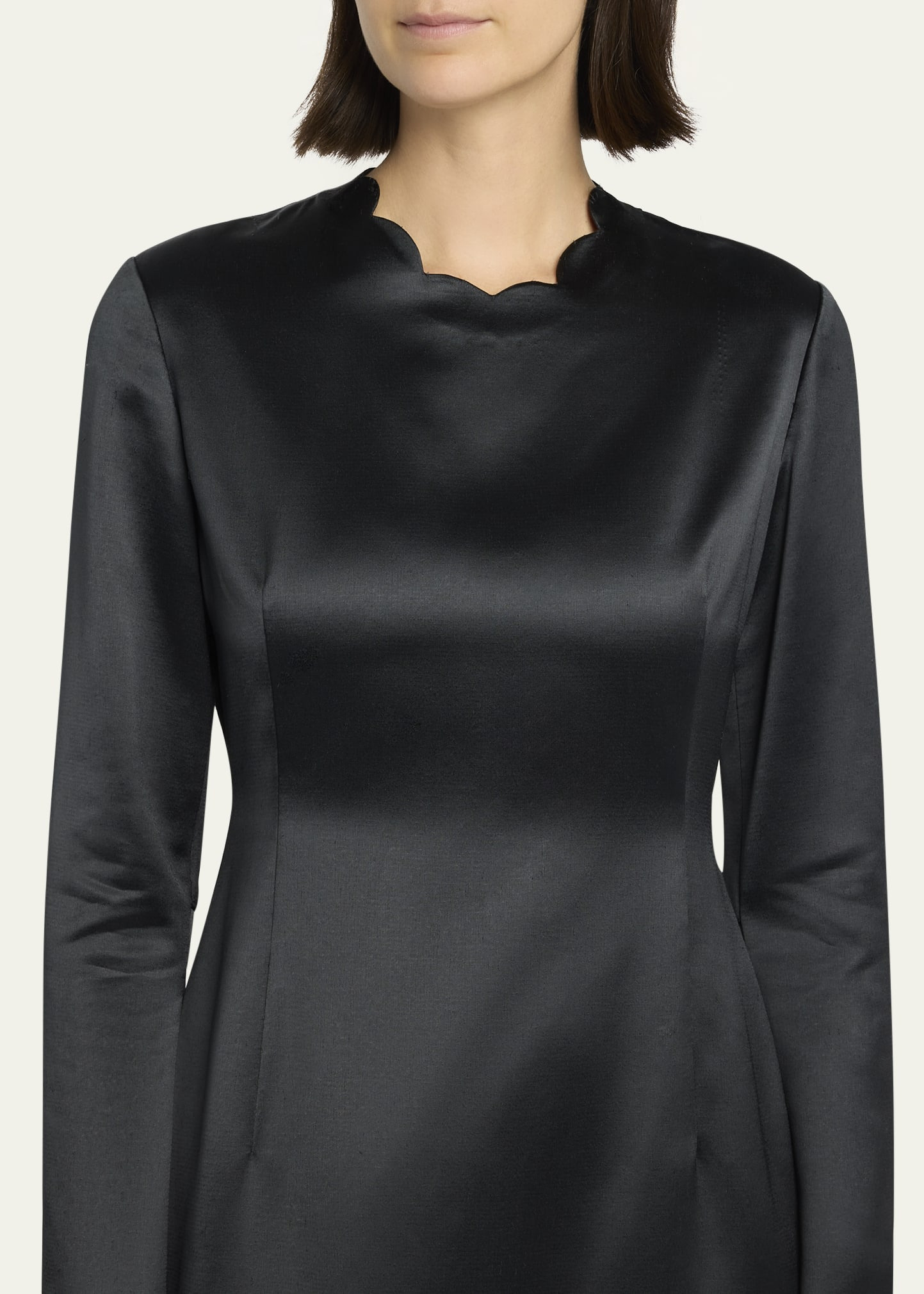 Mitzi Long-Sleeve Silk Satin Dress - 5