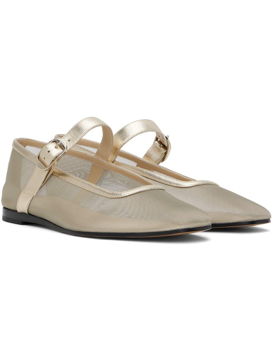 Gold Mary Jane Ballerina Flats - 4
