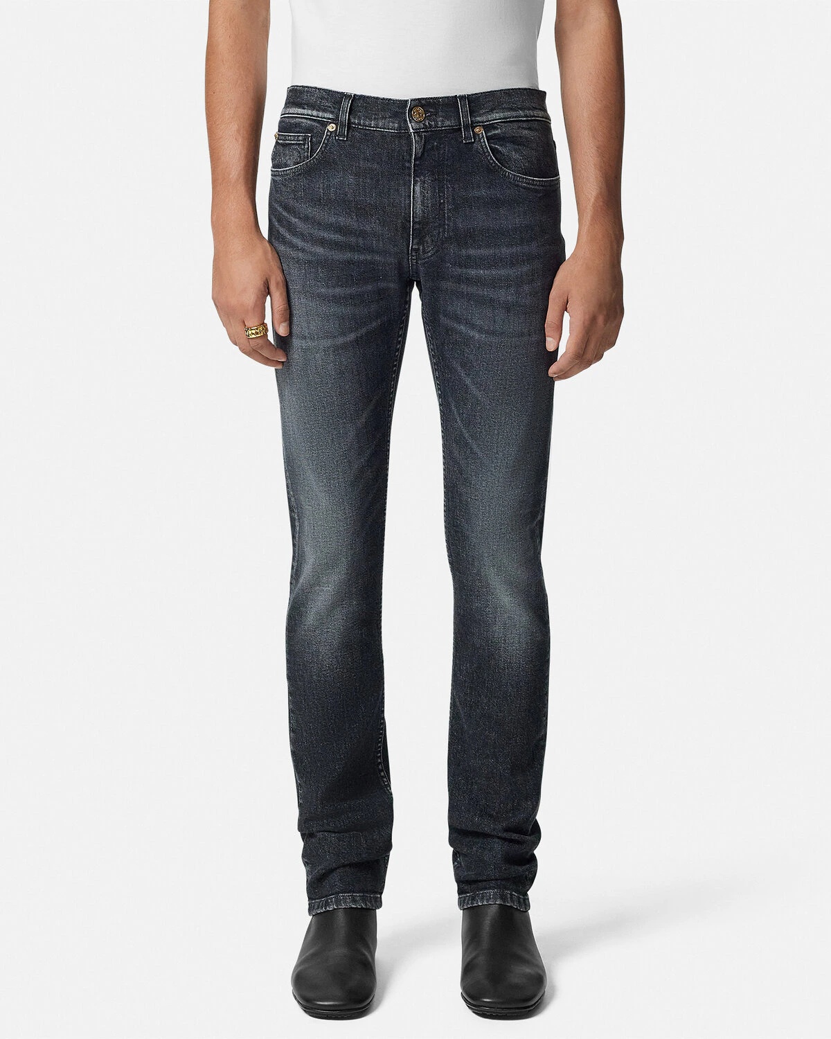 Embroidered Medusa Slim-Fit Jeans - 4