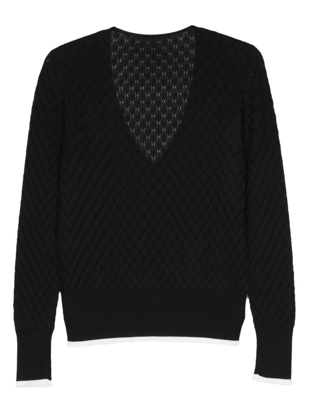 V-neck open knit jumper - 2