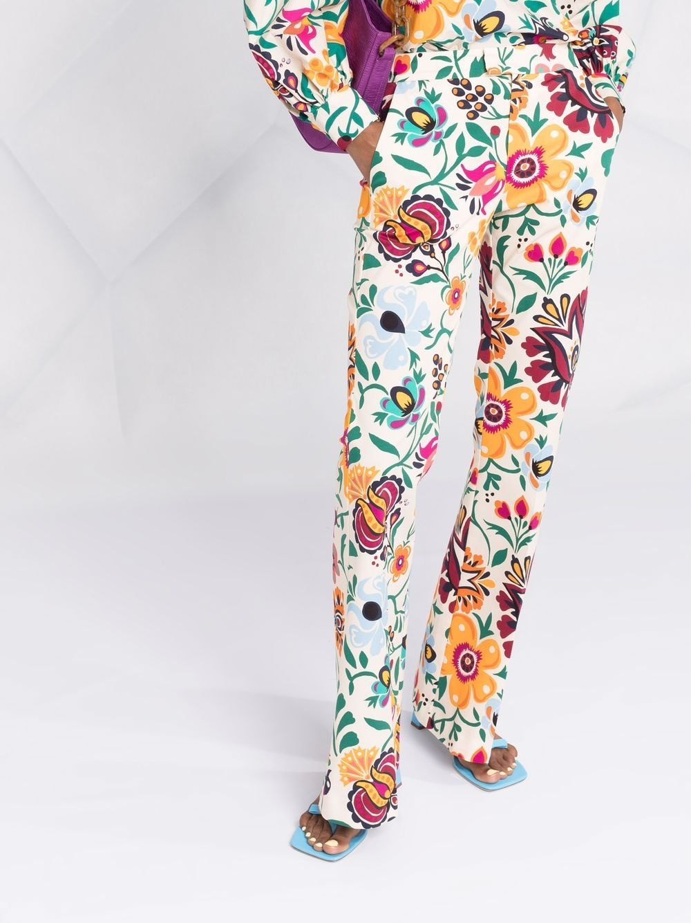 graphic-print flared trousers - 5