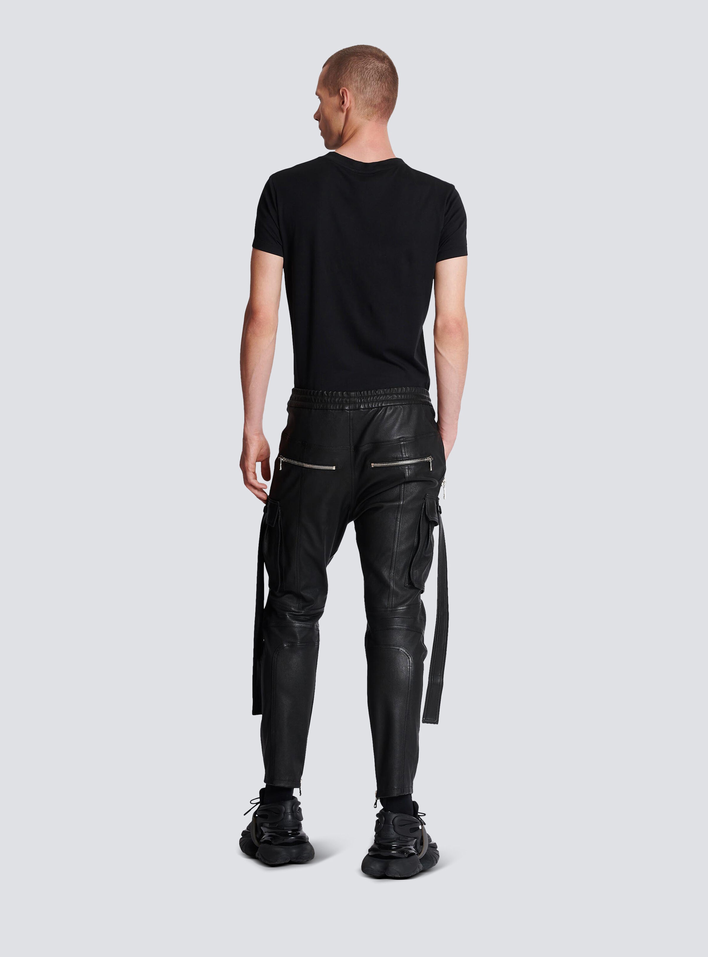 Leather trousers with strap - 4