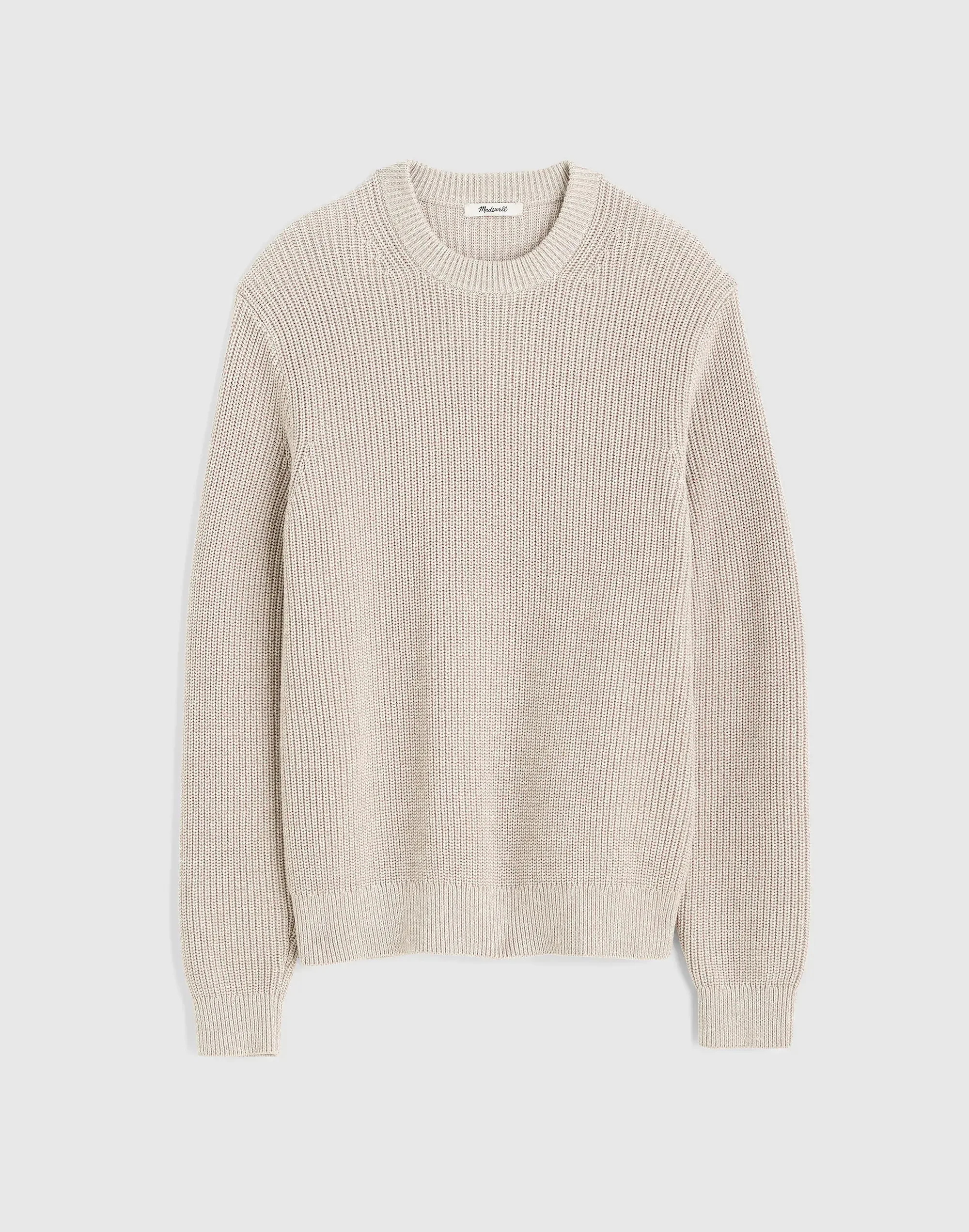 Cotton Shaker-Stitch Crewneck Sweater - 1