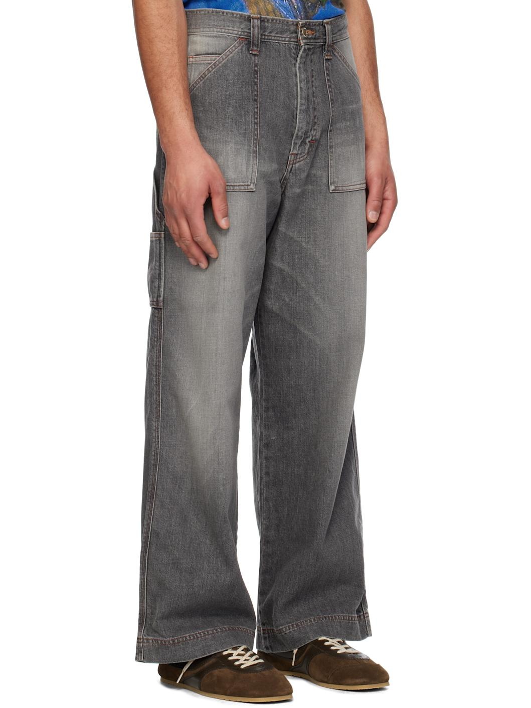 Gray Faded Painter Jeans - 2