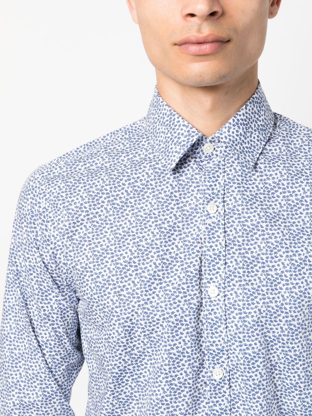 micro leaf-print cotton shirt - 5