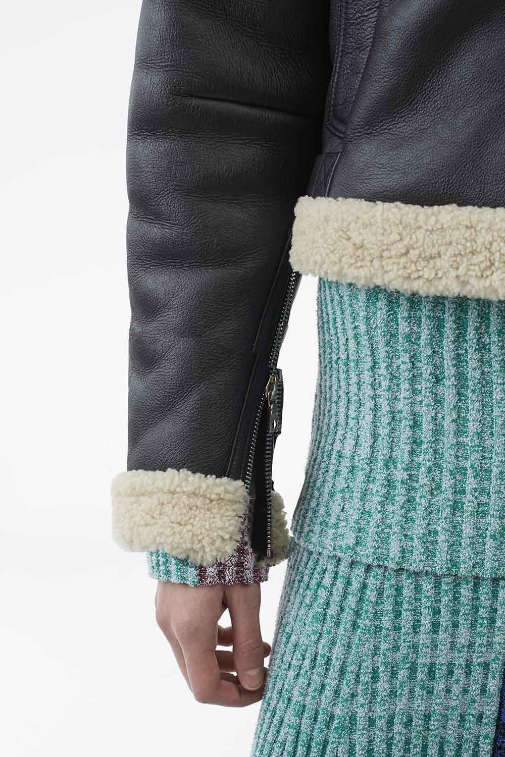Dolman Aviator Style Shearling Bomber - 4
